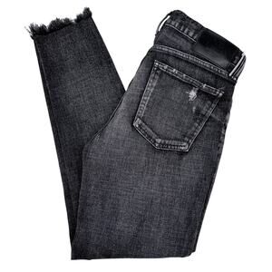Moussy Vintage Black Wash Skinny Jeans Raw Hem Women 27 Made in Japan